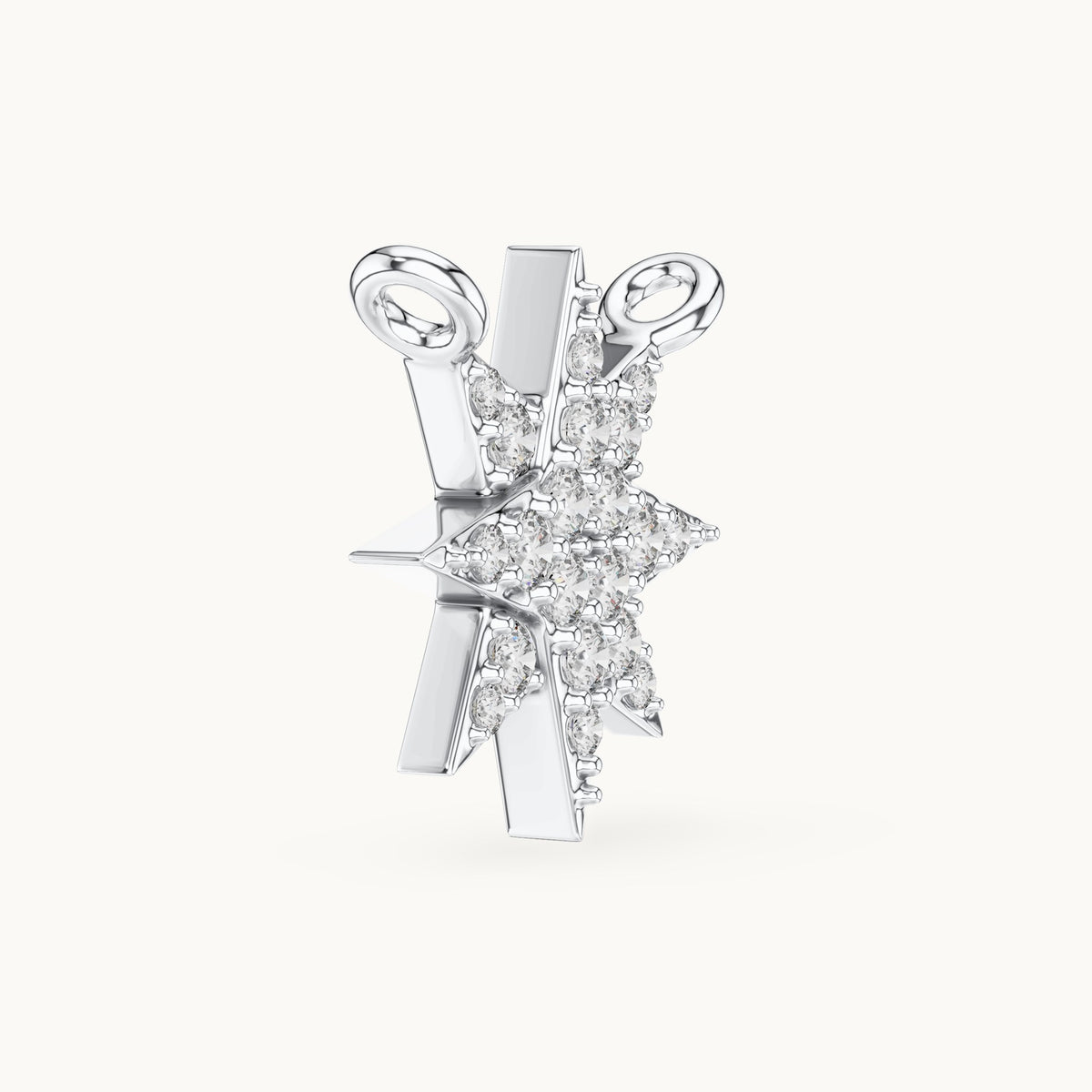 Round lab-grown diamond starburst station pendant in white gold, 0.17 CT TW, view 3