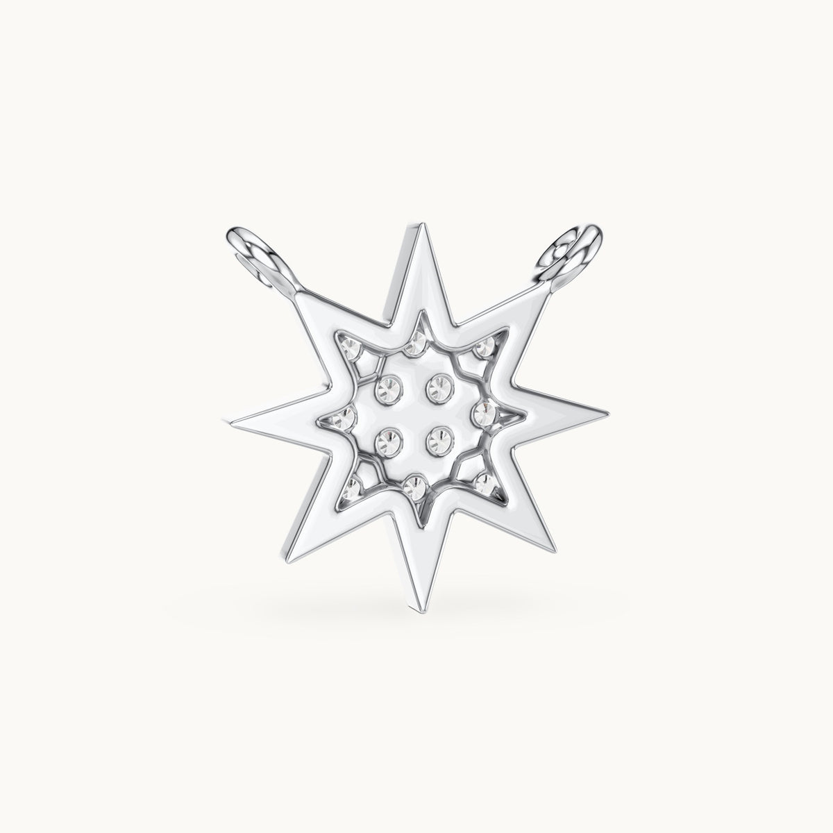 Round lab-grown diamond starburst station pendant in white gold, 0.17 CT TW, view 4
