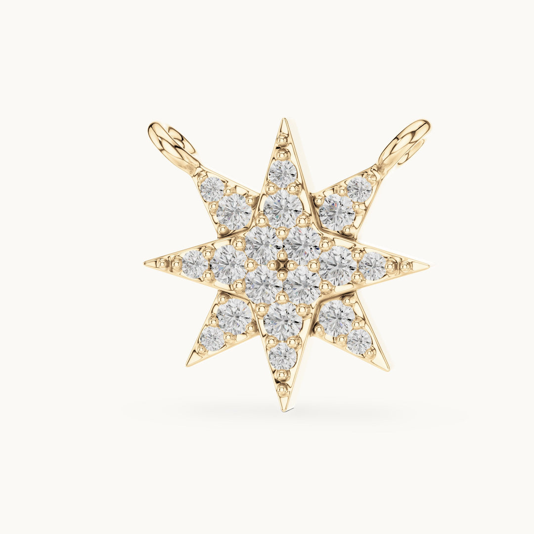 Round lab-grown diamond starburst station pendant in yellow gold, 0.17 CT TW, view 2