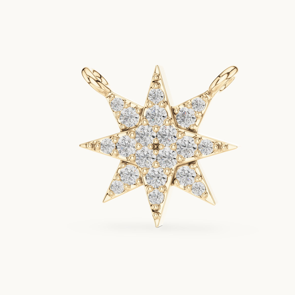 Round lab-grown diamond starburst station pendant in yellow gold, 0.17 CT TW, view 2