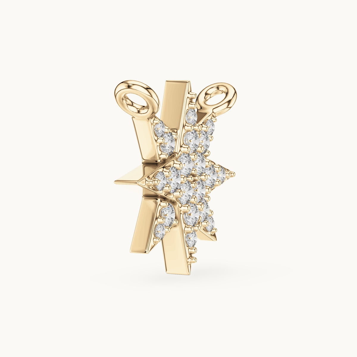 Round lab-grown diamond starburst station pendant in yellow gold, 0.17 CT TW, view 3