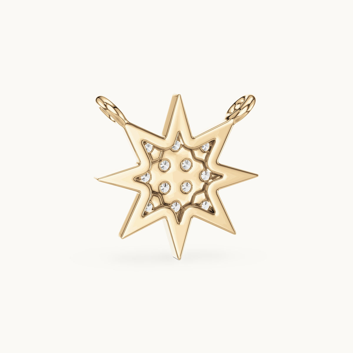 Round lab-grown diamond starburst station pendant in yellow gold, 0.17 CT TW, view 4