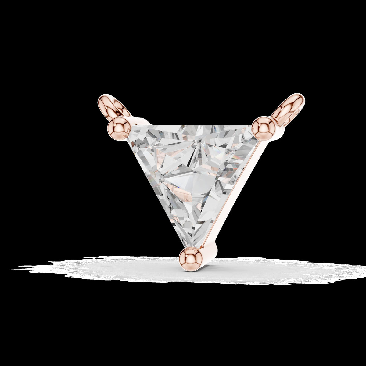 14k Gold Pendent with Lab 1ct Triangle Diamond with 18" Chain