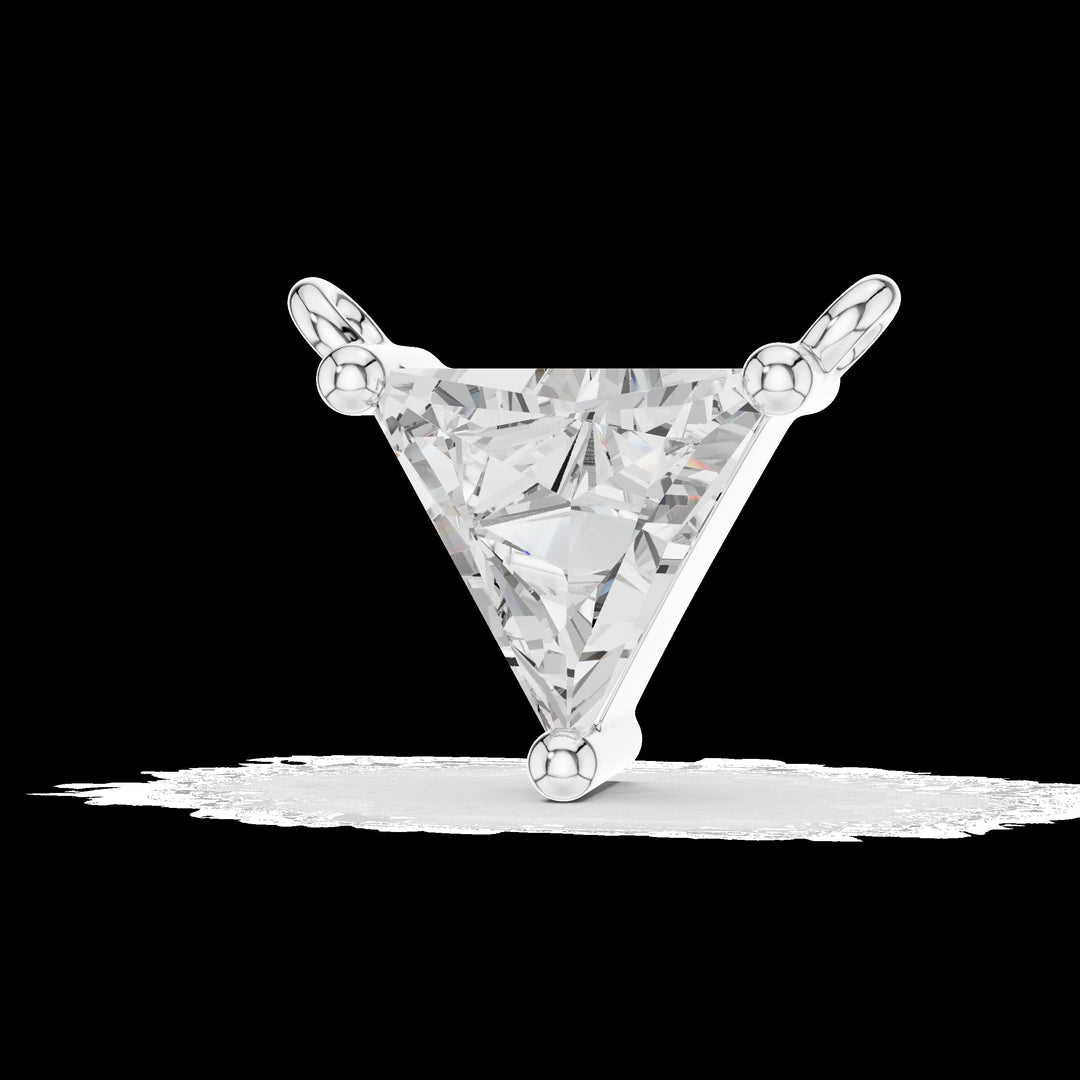 14k Gold Pendent with Lab 1ct Triangle Diamond with 18" Chain