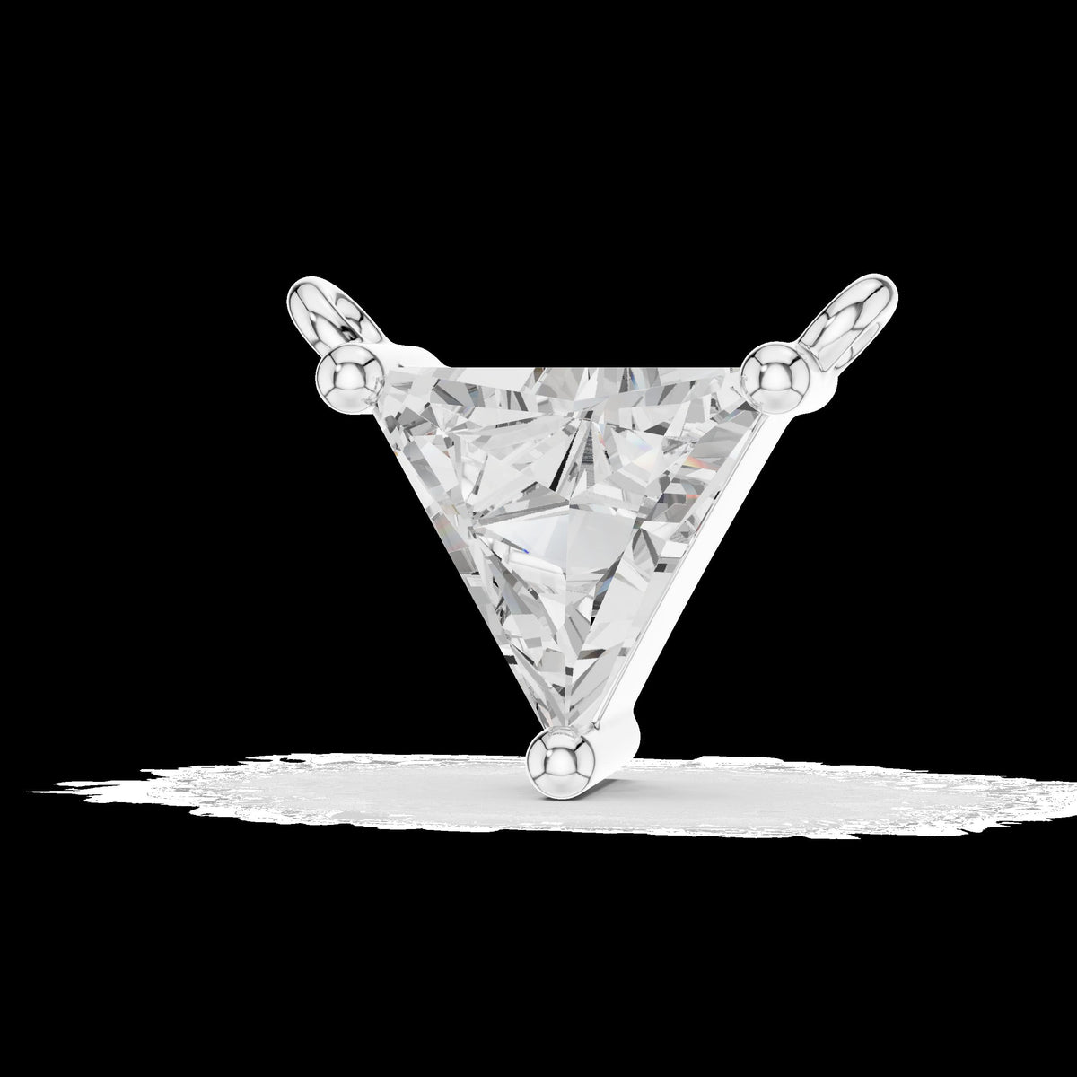 14k Gold Pendent with Lab 1ct Triangle Diamond with 18" Chain