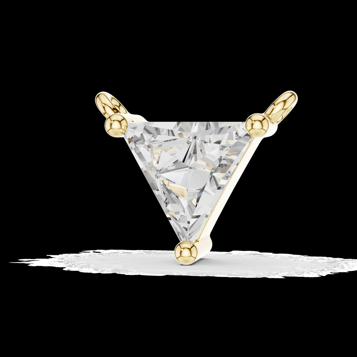 14k Gold Pendent with Lab 1ct Triangle Diamond with 18" Chain