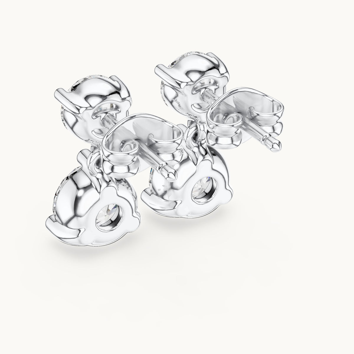 Round lab-grown diamond two-stone drop earrings in white gold, 3.00 CT TW, view 3