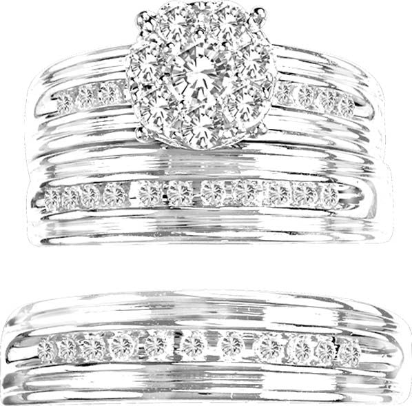 14K 0.75CT Diamond TRIO SET