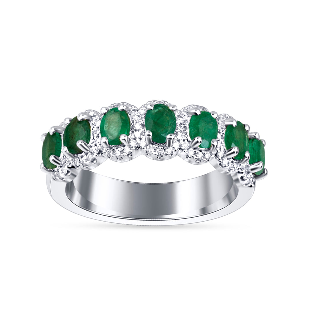 Elegant 14K 0.24 CT Diamond AND EMERALD BAND