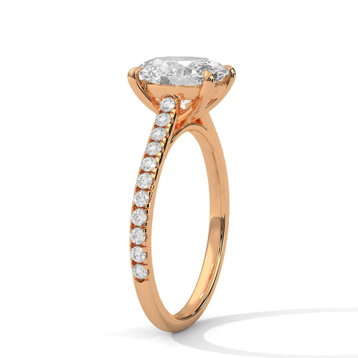 2ct Oval Lab Diamond Engagement Ring with a Pave setting