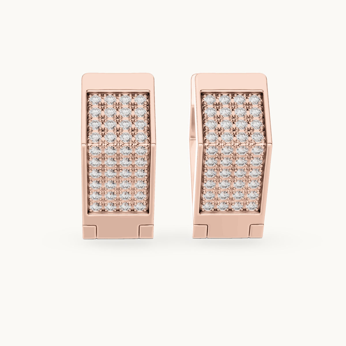 Round lab-grown diamond square grid huggie earrings in rose gold, 0.40 CT TW, view 4