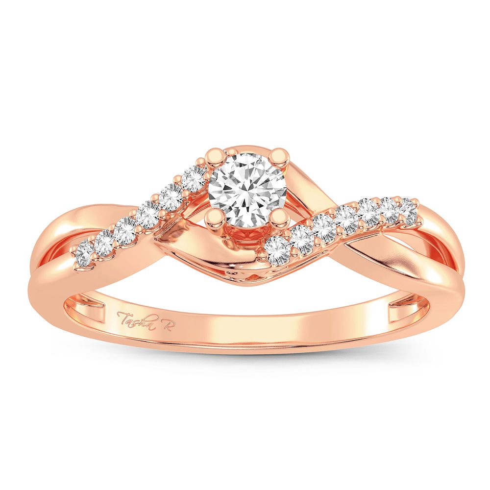 Romantic 14k Rose Gold Lab Diamond Promise Ring