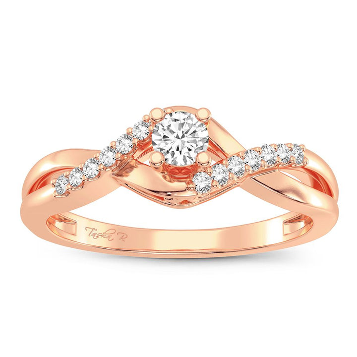 Romantic 14k Rose Gold Lab Diamond Promise Ring