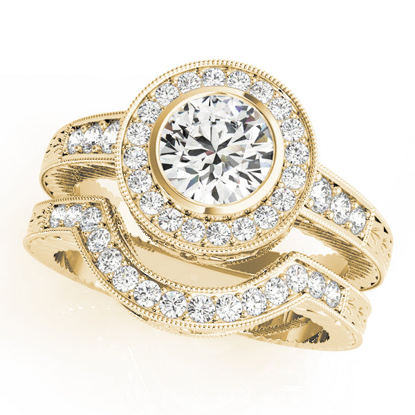 14K Yellow Gold 1.05 ctw Round Diamond Halo Ring