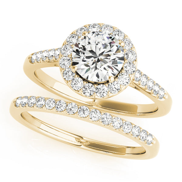 18K Yellow Gold 1 CT Diamond Halo Engagement Ring