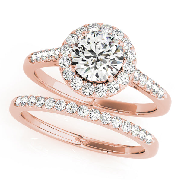 14K Rose Gold 1 ct Diamond Halo Engagement Ring
