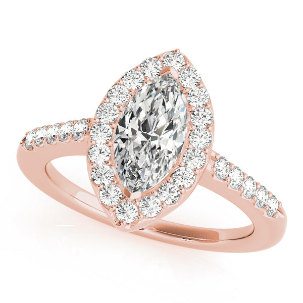 18K Rose Gold 1 CT Marquise Diamond Halo Ring
