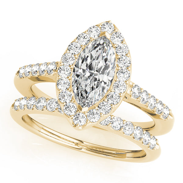 18K Yellow Gold Marquise Diamond Engagement Ring