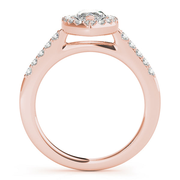 18K Rose Gold 1 CT Marquise Diamond Halo Ring