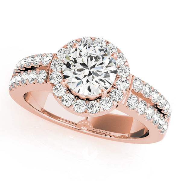 14K Rose Gold 1 CT Diamond Halo Engagement Ring