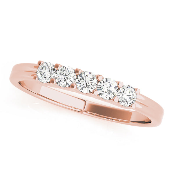 18K Rose Gold 5-Stone Diamond Wedding Ring