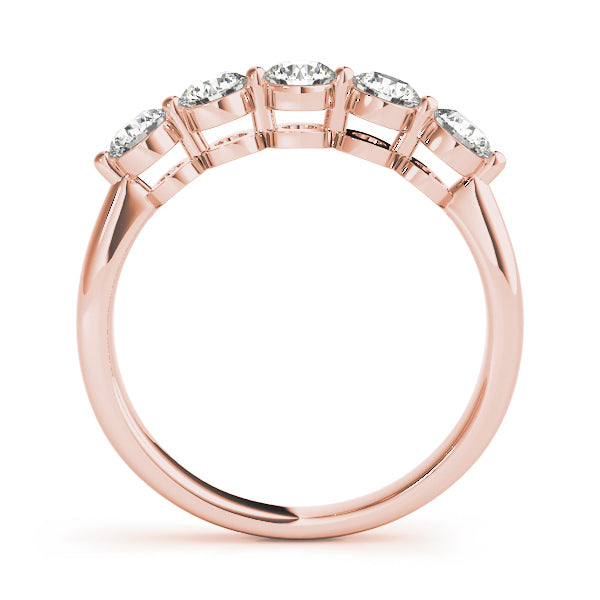 18K Rose Gold 5-Stone Diamond Wedding Band