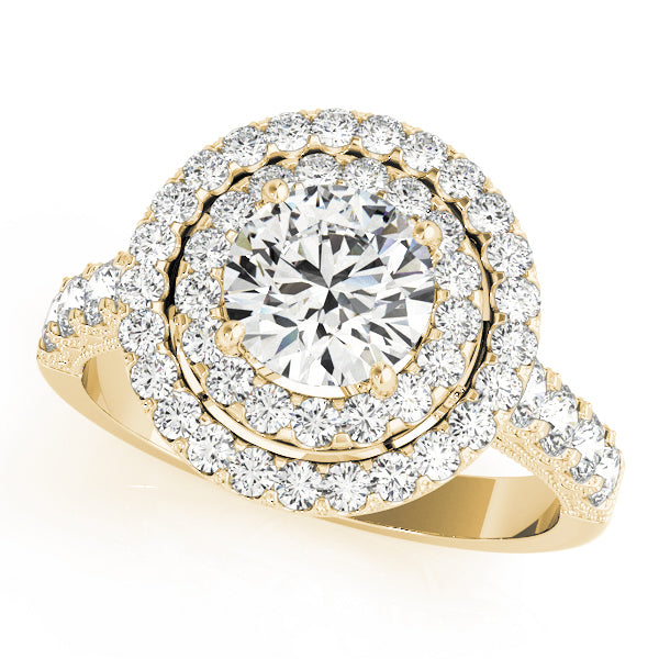 14K Yellow Gold 2ctw Round Diamond Halo Ring