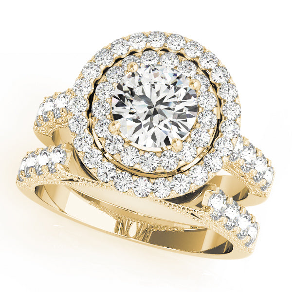 14K Yellow Gold 2ctw Round Diamond Halo Ring