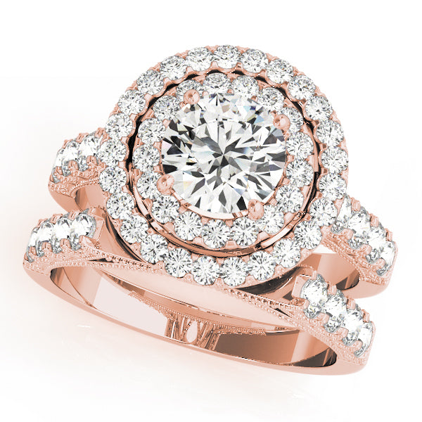 18K Rose Gold 2 CT Diamond Halo Engagement Ring