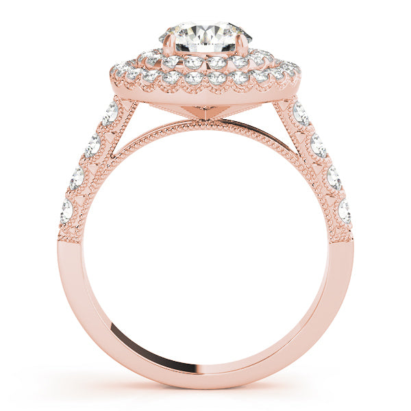 18K Rose Gold 2 CT Diamond Halo Engagement Ring