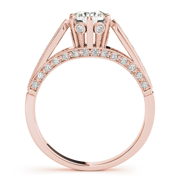 14K Rose Gold Diamond Single Row Engagement Ring