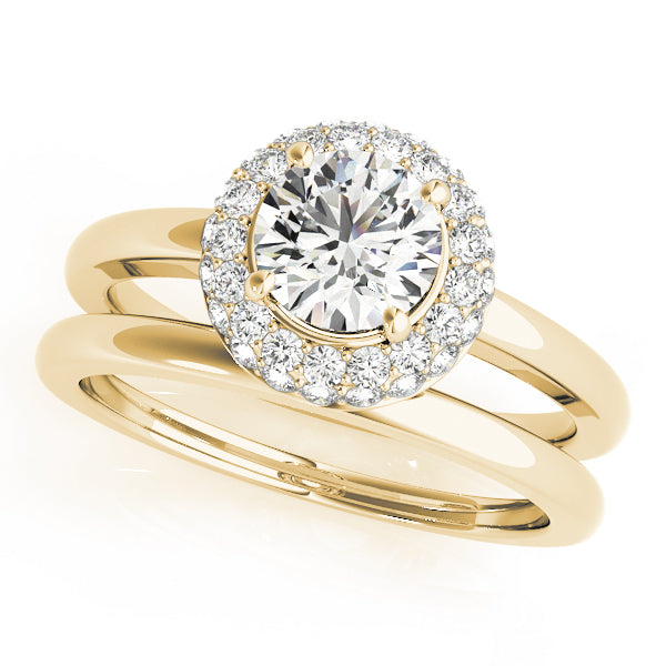 14K Yellow Gold Diamond Halo Engagement Ring 1.38ctw