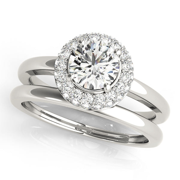 1 CT Round Diamond Halo Engagement Ring