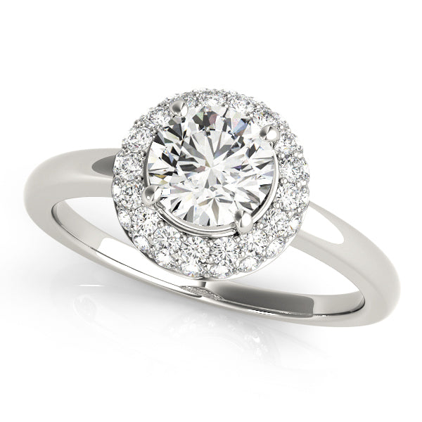 Platinum 1.38 ctw Round Diamond Halo Engagement Ring