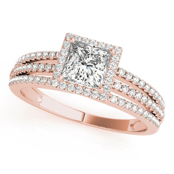 14K Rose Gold 1.25ctw Diamond Halo Engagement Ring