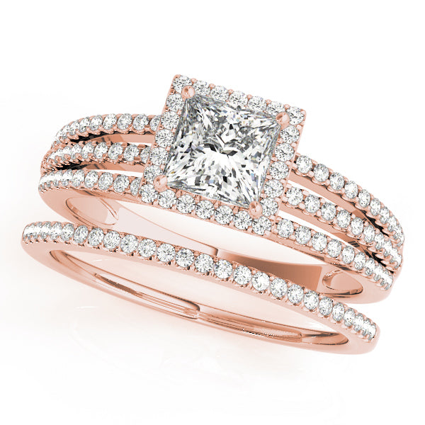 14K Rose Gold 1.25ctw Diamond Halo Engagement Ring