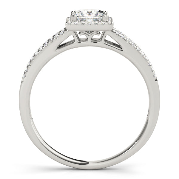 0.75 CT Square Diamond Halo Engagement Ring