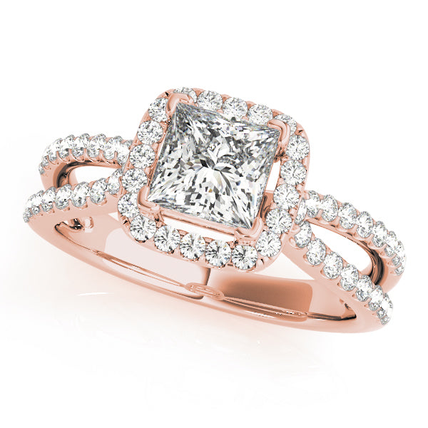 18K Rose Gold 1.16 ctw Diamond Halo Engagement Ring