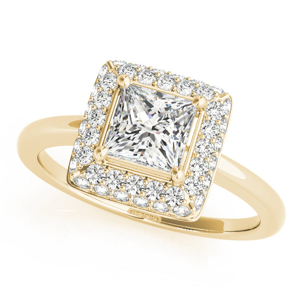 14K Yellow Gold 1.20ctw Diamond Halo Engagement Ring