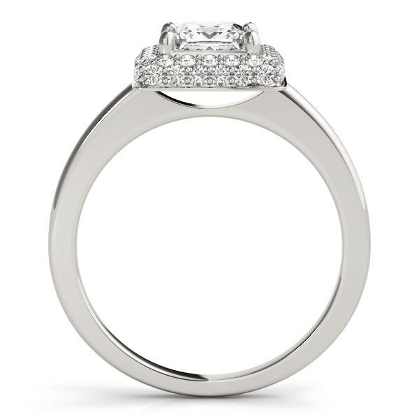 Platinum White Diamond Halo Engagement Ring
