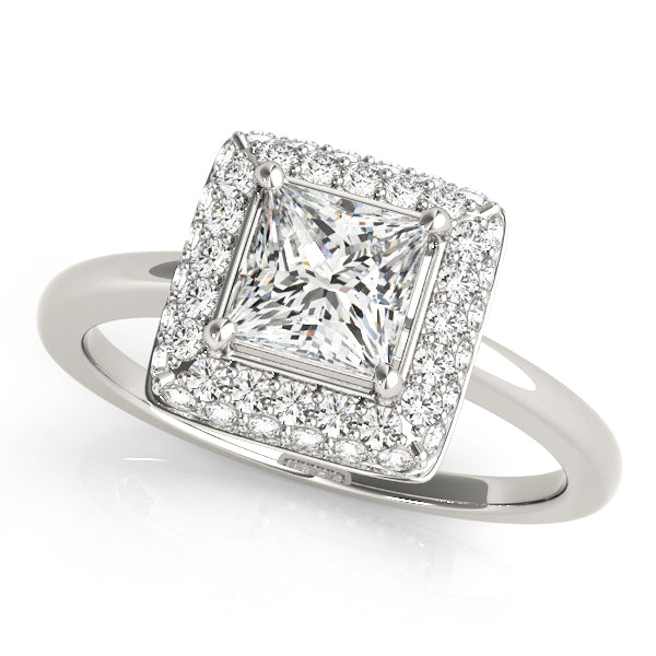 Platinum White Diamond Halo Engagement Ring