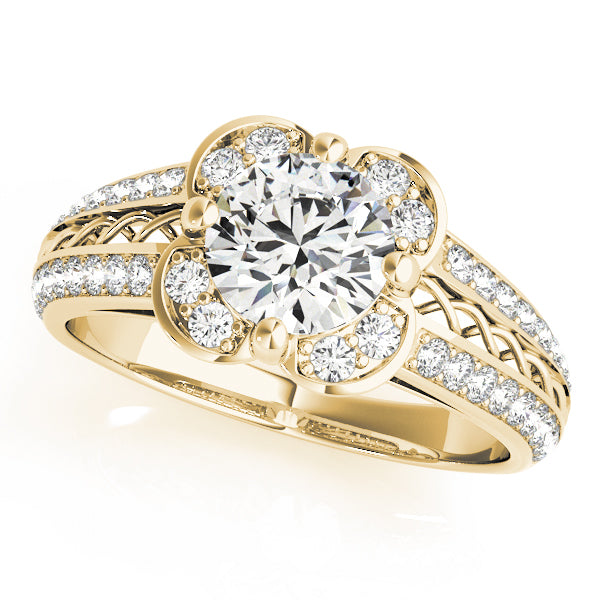 14K Yellow Gold 1 CT Diamond Halo Engagement Ring