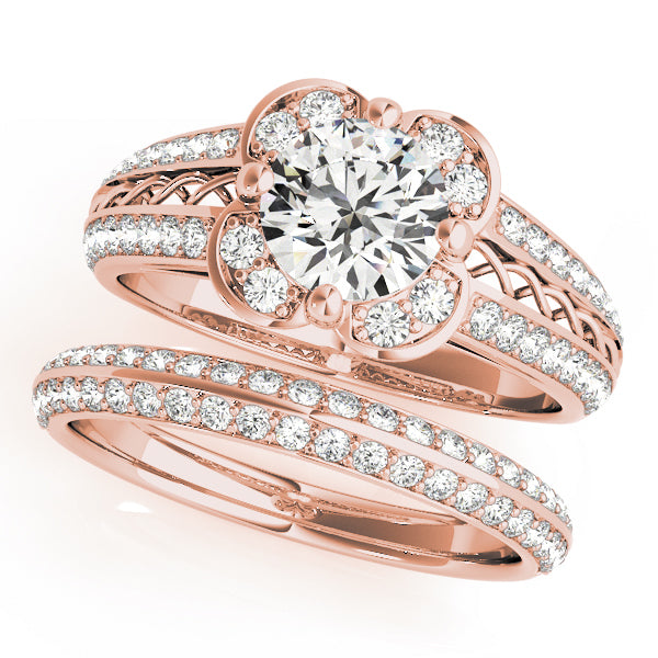 18K Rose Gold 1 ct Diamond Halo Engagement Ring