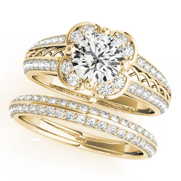14K Yellow Gold 1 CT Diamond Halo Engagement Ring