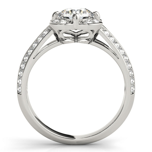 Diamond Halo Engagement Ring with Accent Stones