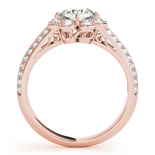 14K Rose Gold 1 CT Diamond Halo Engagement Ring