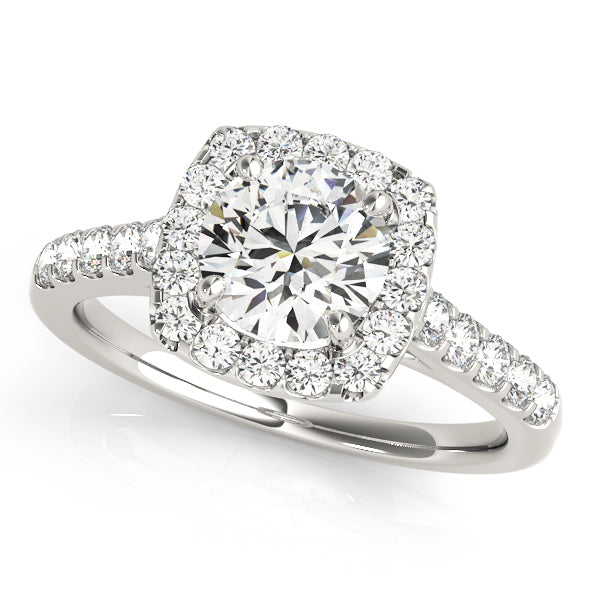 1 CT Round Diamond Halo Engagement Ring
