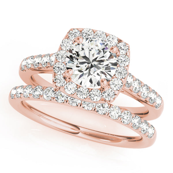 14K Rose Gold 1.5 ctw Diamond Halo Engagement Ring