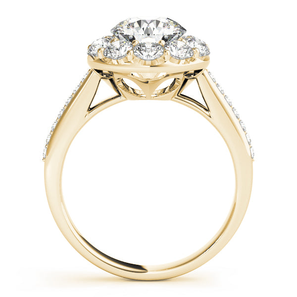 14K Yellow Gold Round Diamond Halo Engagement Ring