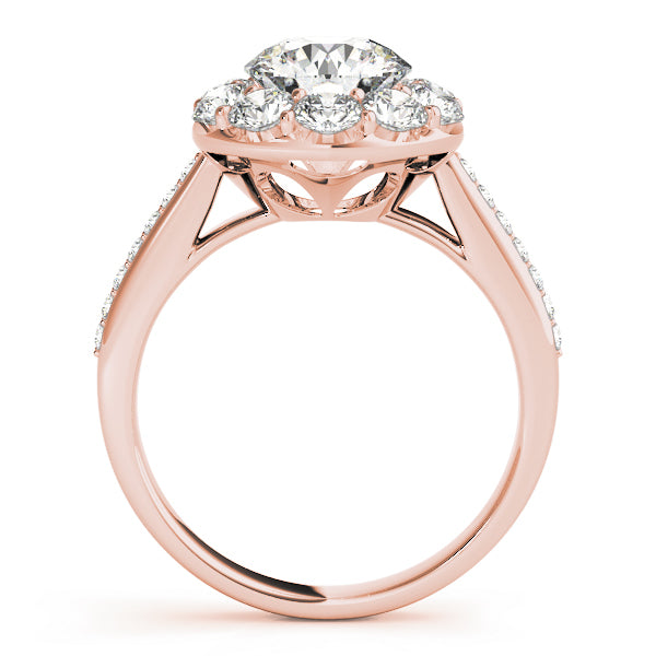 18K Rose Gold 1 ct Diamond Halo Engagement Ring